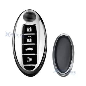 Silver Full Protection Smart Key Fob Cover Case TPU For Infiniti G37 4-Button
