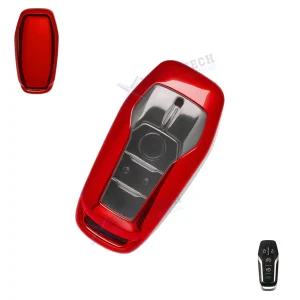 For Ford 5-Button Keyless Full Protect Red TPU Smart Remote Key Fob Cover Case