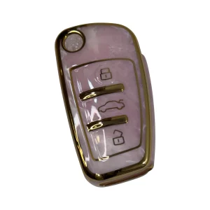 New Remote Cover Smart Key Fob Full Protect Case TPU for Audi 3 Buttons Pink