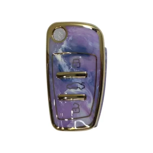 New Remote Cover Smart Key Fob Full Protect Case TPU for Audi 3 Buttons Purple