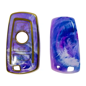 New Remote Cover Smart Key Fob Full Protect Case TPU for BMW 4 Buttons Purple