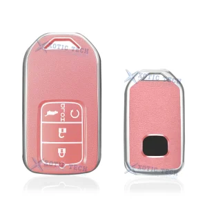 Pink Soft TPU Leather Full Protect Key Fob Cover Case For Honda Civic CR-V Pilot