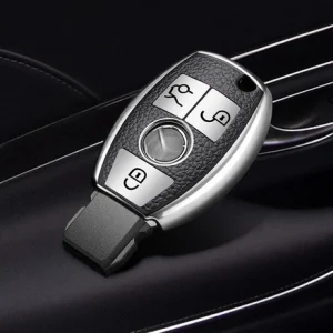 Full Protection Silver Smart Key Fob Cover Case Shell For Mercedes Benz 3 Button